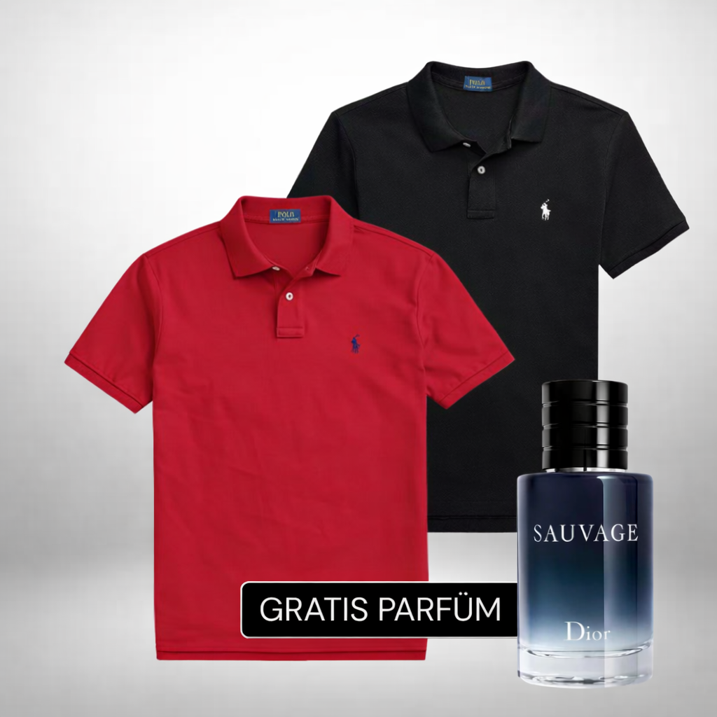 Ralph Lauren Set: 2 Polo-Shirts – Gratis Dior Sauvage (100ml)